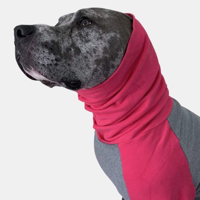 Grey I Pink Color Block Dog Sweater - Image 2