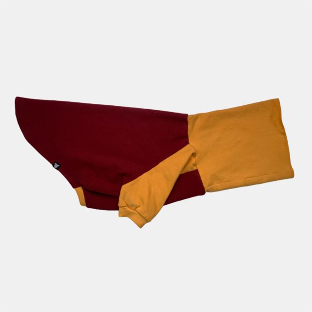 Maroon I Mustard Color Block Dog Sweater - Image 4