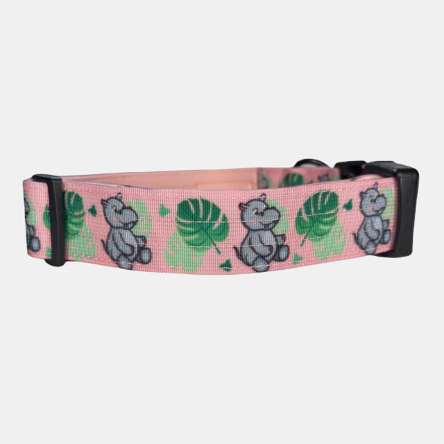 Pink Hippo 1.5" Wide Padded Buckle Collar - Image 6