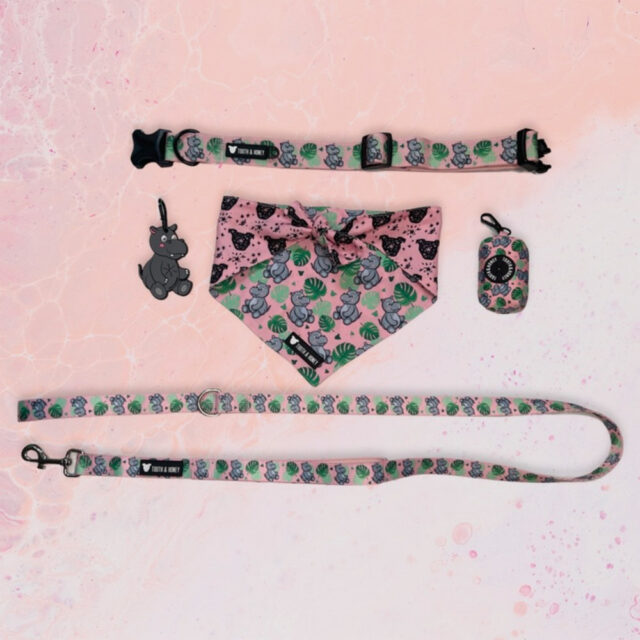 Pink Hippo 1.5" Wide Padded Buckle Collar - Image 4