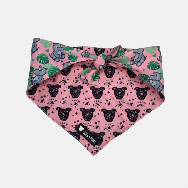 Pink Hippo Reversible Dog Bandana - Image 6