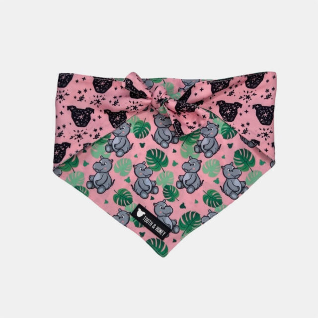 Pink Hippo Reversible Dog Bandana - Image 3