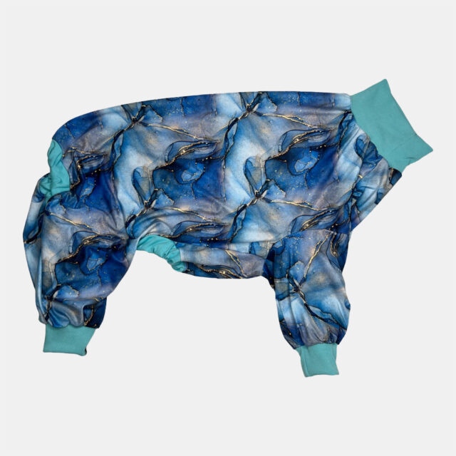 Marbled Lightweight Dog Pajama | Blue - Image 2