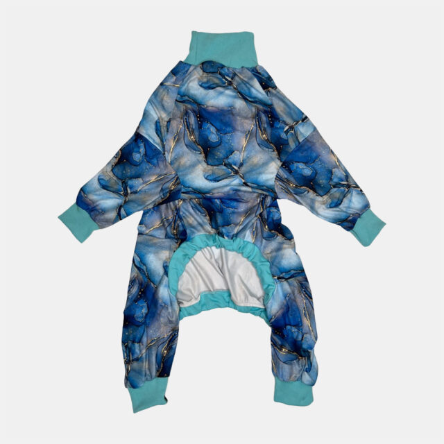 Marbled Lightweight Dog Pajama | Blue - Image 6