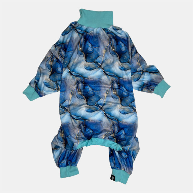 Marbled Lightweight Dog Pajama | Blue