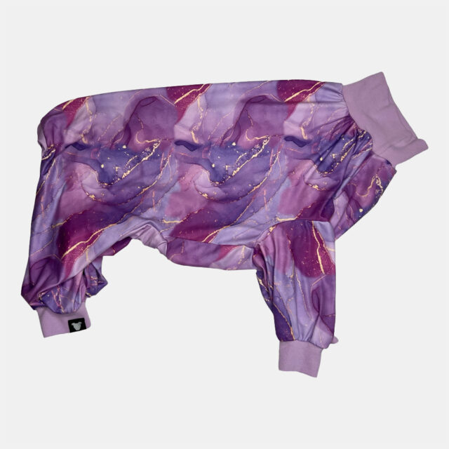 Marbled Lightweight Dog Pajama | Purple - Image 4