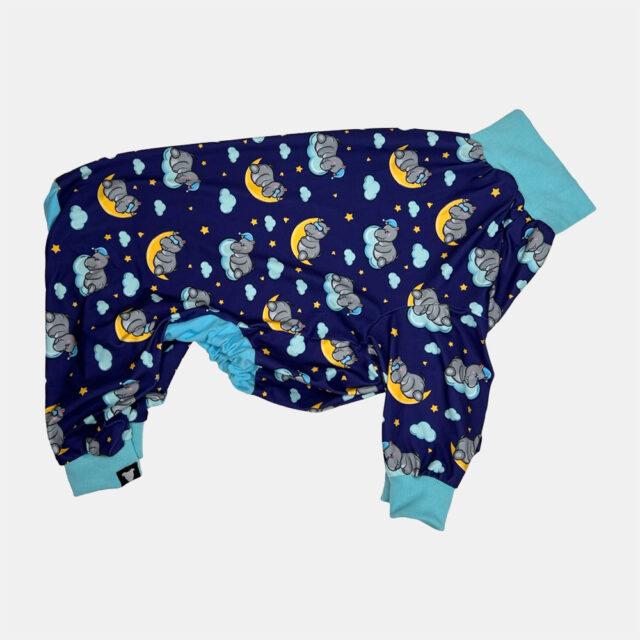 Sleepy Hippo Lightweight Dog Pajamas | Blue - Image 4