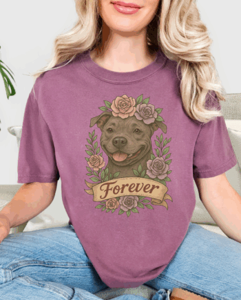 Forever Pitbull Shirt- Comfort Colors Flower Crown Dog Tee