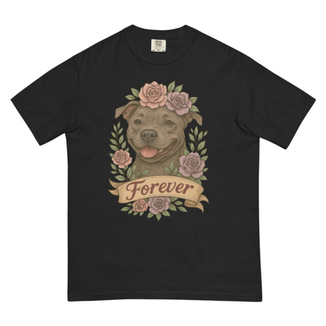 Forever Pitbull Shirt- Comfort Colors Flower Crown Dog Tee - Image 3