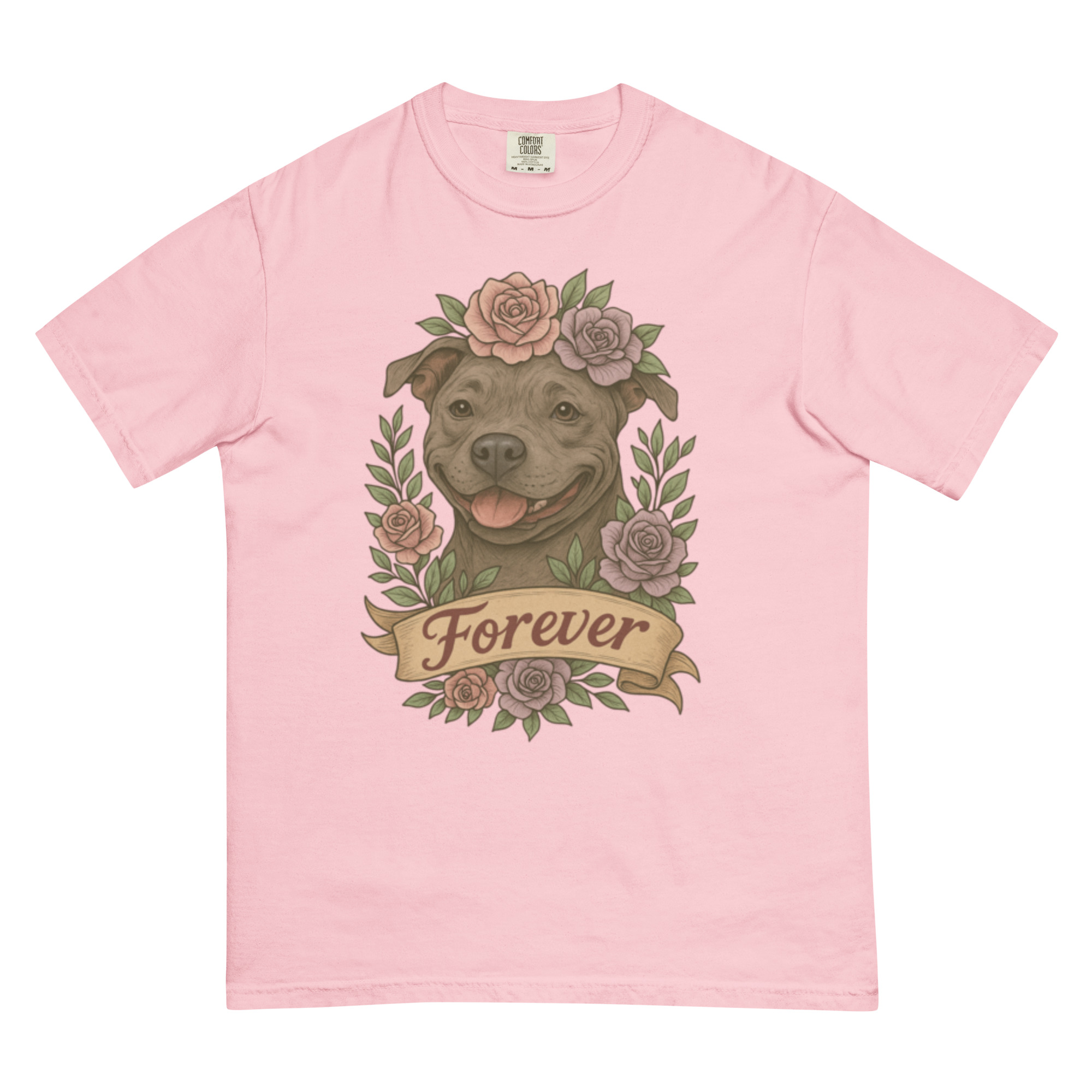 Forever Pitbull Shirt- Comfort Colors Flower Crown Dog Tee - Image 7