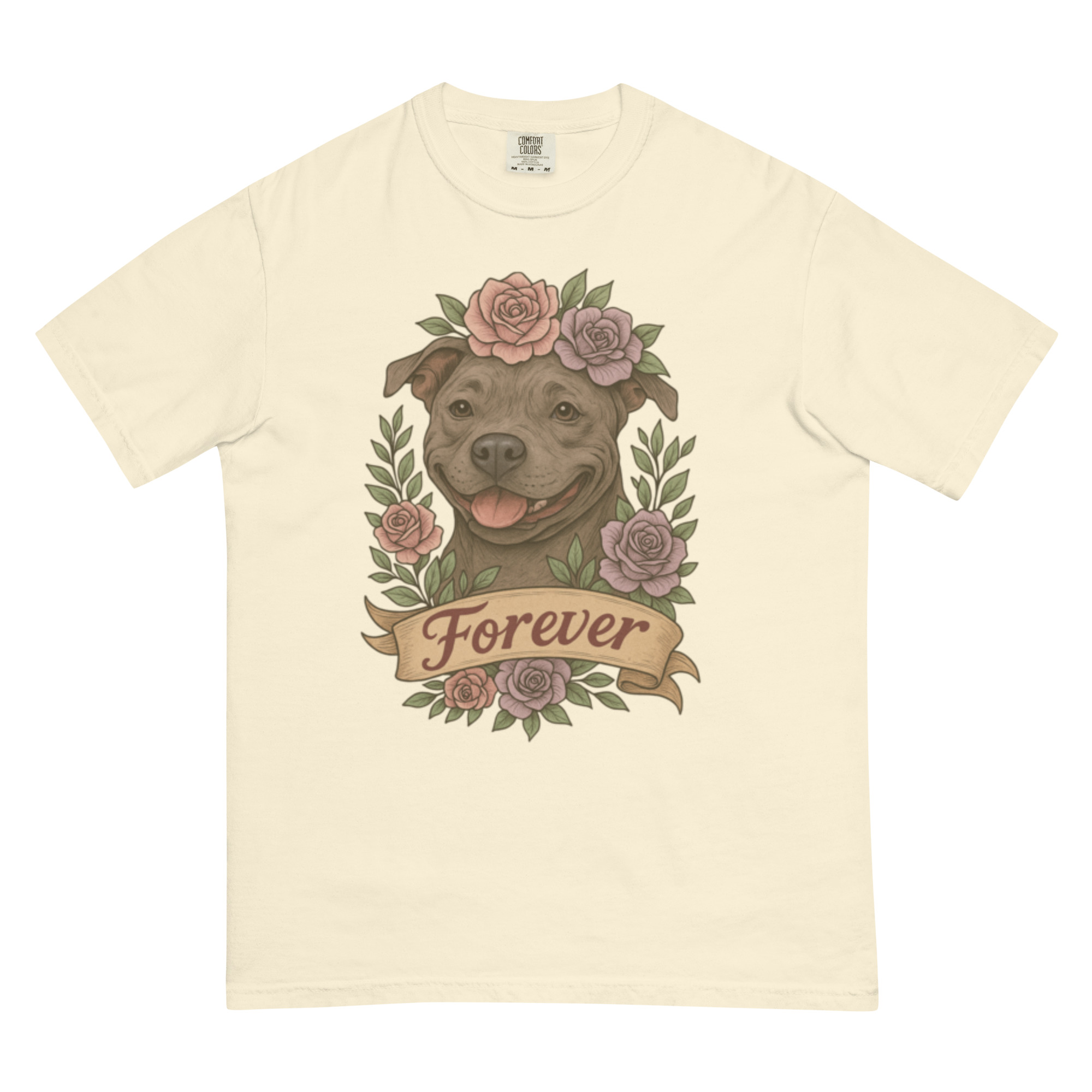 Forever Pitbull Shirt- Comfort Colors Flower Crown Dog Tee - Image 8