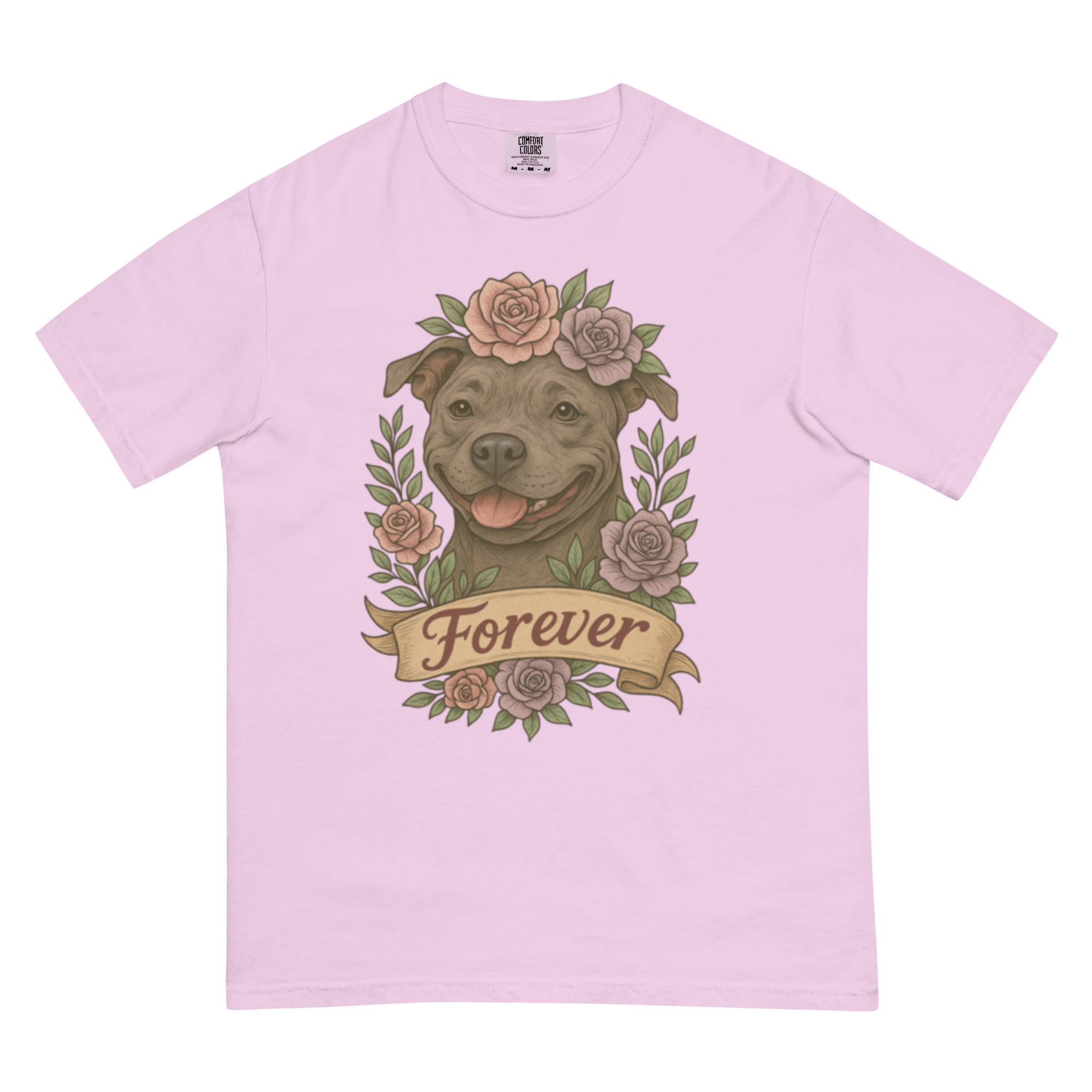Forever Pitbull Shirt- Comfort Colors Flower Crown Dog Tee - Image 6
