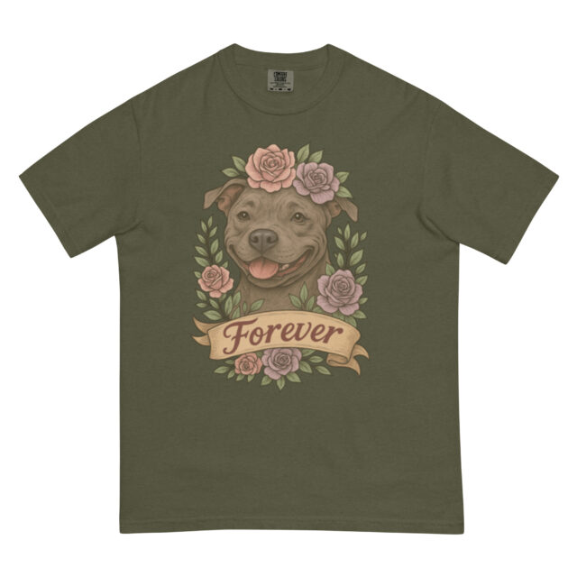 Forever Pitbull Shirt- Comfort Colors Flower Crown Dog Tee - Image 4