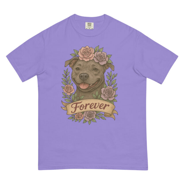 Forever Pitbull Shirt- Comfort Colors Flower Crown Dog Tee - Image 5