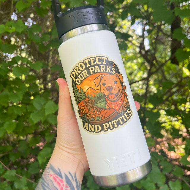 Protect Our Parks & Pitties | Die-Cut Vinyl Dog Sticker
