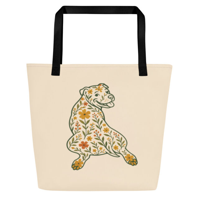 Floral Splooting Pittie Tote Bag - Image 2