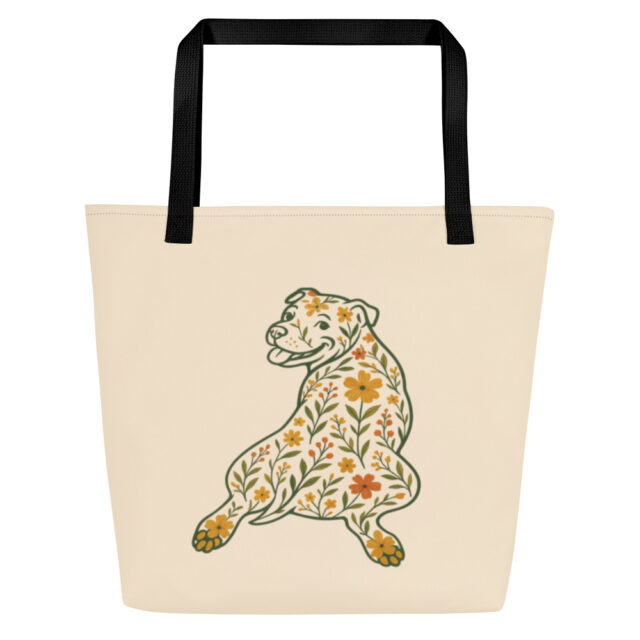 Floral Splooting Pittie Tote Bag