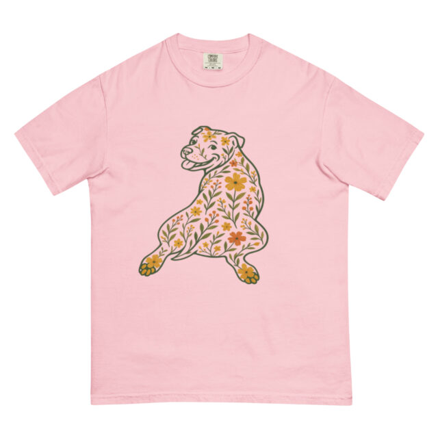 Pittie Sploot T-Shirt-Floral Pitbull Tee - Image 4