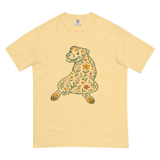 Pittie Sploot T-Shirt-Floral Pitbull Tee - Image 5