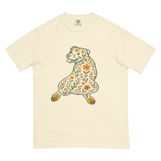 Pittie Sploot T-Shirt-Floral Pitbull Tee