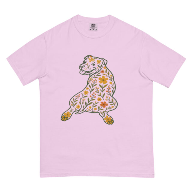 Pittie Sploot T-Shirt-Floral Pitbull Tee - Image 3