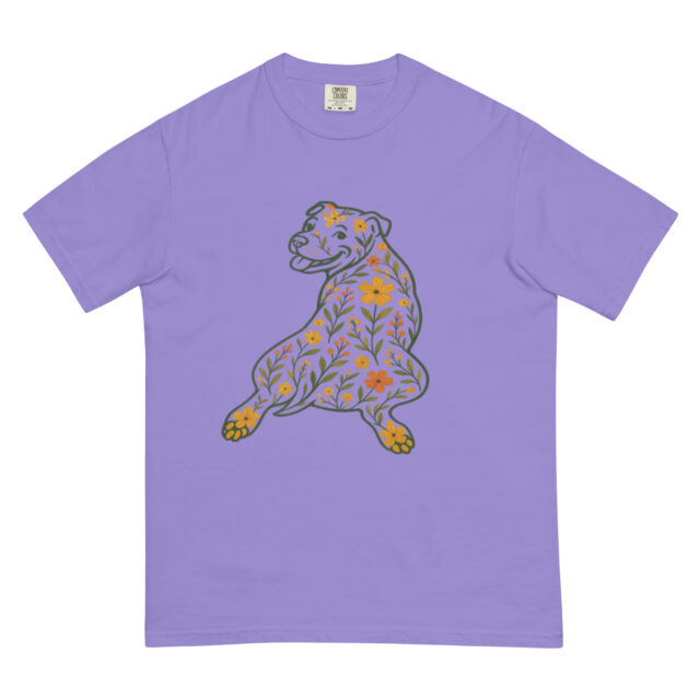 Pittie Sploot T-Shirt-Floral Pitbull Tee - Image 2